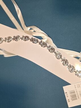 Crystal Rhinestone Bridal Belt with Satin Ties